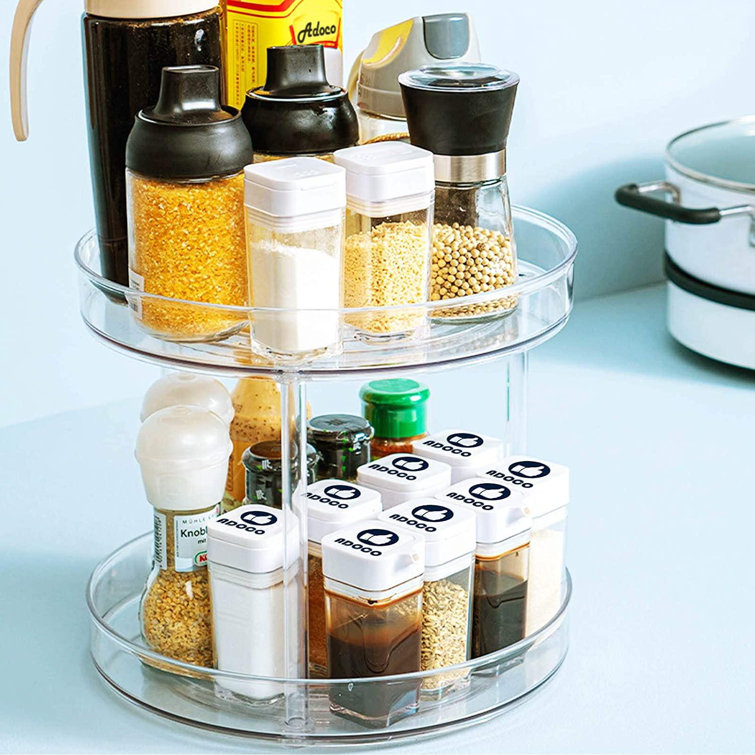 qizhongtrade 2 Tier Lazy Susan Turntable Organizer Clear